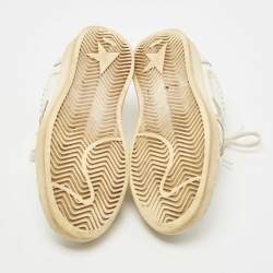 Pre Owned Golden Goose White/Silver Leather Ball star Low Top Sneakers Size 35