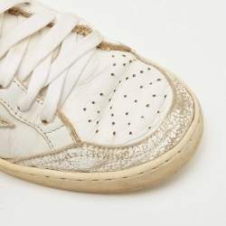 Pre Owned Golden Goose White/Silver Leather Ball star Low Top Sneakers Size 35