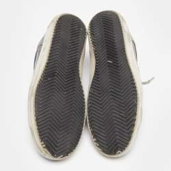 Golden Goose Black/Silver Leather and Coarse Glitter Superstar Low Top Sneakers Size 38