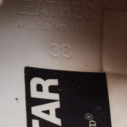 Pre Owned Golden Goose White/Green Leather and Coarse Glitter Superstar Sneakers Size 38