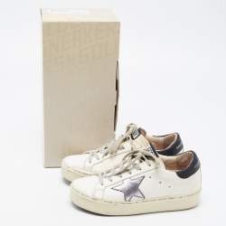 Pre Owned Golden Goose White Leather Hi Star Low Top Sneakers Size 35