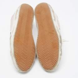 Pre Owned Golden Goose Pink Leather and Woven Fabric Super Star Low Top Sneakers Size 40