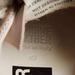 Pre Owned Golden Goose Pink Leather and Woven Fabric Super Star Low Top Sneakers Size 40