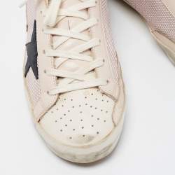 Pre Owned Golden Goose Pink Leather and Woven Fabric Super Star Low Top Sneakers Size 40
