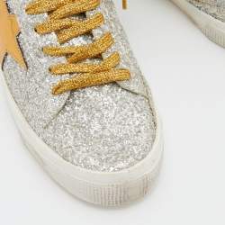 Golden Goose Silver/Gold Glitter and Suede Hi Star Low-Top Sneakers Size 39