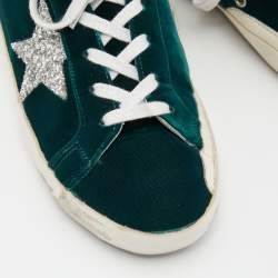 Pre Owned Golden Goose Green Velvet Superstar Sneakers Size 40
