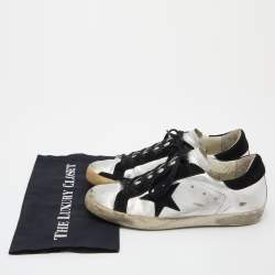Golden Goose Metallic/Black Leather and Suede Superstar Sneakers Size 40