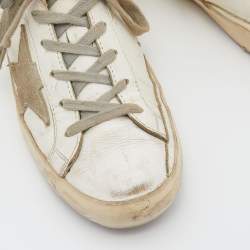 Pre Owned Golden Goose White Leather Superstar Sneakers Size 35