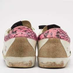 Golden Goose White/Pink Leather and Suede Superstar Sneakers Size 38