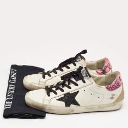 Golden Goose White/Pink Leather and Suede Superstar Sneakers Size 38