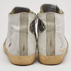 Pre Owned Golden Goose White Leather and Suede Francy Sneakers Size 37