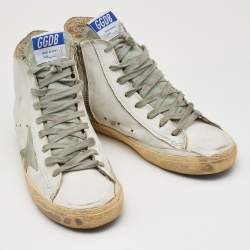 Pre Owned Golden Goose White Leather and Suede Francy Sneakers Size 37