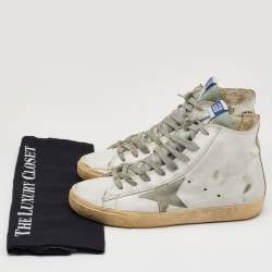 Pre Owned Golden Goose White Leather and Suede Francy Sneakers Size 37