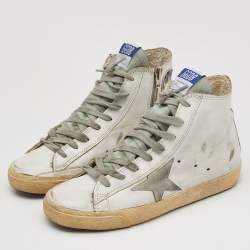 Pre Owned Golden Goose White Leather and Suede Francy Sneakers Size 37