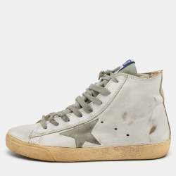 Pre Owned Golden Goose White Leather and Suede Francy Sneakers Size 37