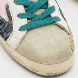 Pre Owned Golden Goose Multicolor Glitter,Lurex Fabric and Leather Superstar Lace Up Sneakers Size 38