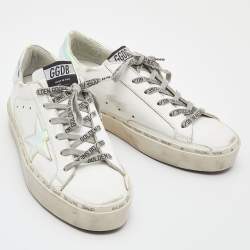 Pre Owned Golden Goose White Leather Hi Star Low Top Sneakers Size 38 