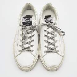 Pre Owned Golden Goose White Leather Hi Star Low Top Sneakers Size 38 