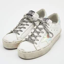 Pre Owned Golden Goose White Leather Hi Star Low Top Sneakers Size 38 