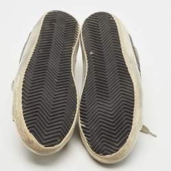 Pre Owned Golden Goose Multicolor Calf Hair and Croc Embossed Superstar Sneakers Size 38