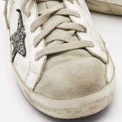 Pre Owned Golden Goose Tricolor Leather and Suede Superstar Sneakers Size 38