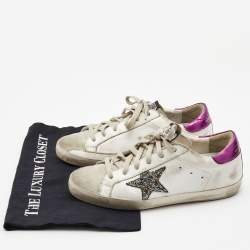 Pre Owned Golden Goose Tricolor Leather and Suede Superstar Sneakers Size 38