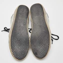 Pre Owned Golden Goose Silver/Black Leather Super Star Low Top Sneakers Size 39