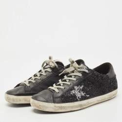 Pre Owned Golden Goose Black Leather Superstar Sneakers Size 39