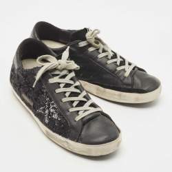 Pre Owned Golden Goose Black Leather Superstar Sneakers Size 39