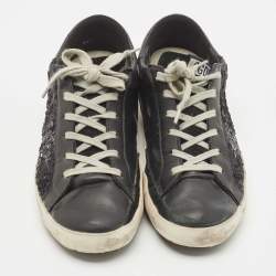 Pre Owned Golden Goose Black Leather Superstar Sneakers Size 39