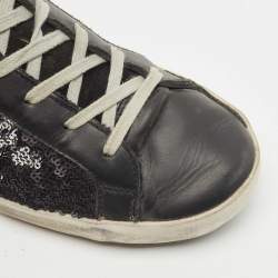 Pre Owned Golden Goose Black Leather Superstar Sneakers Size 39