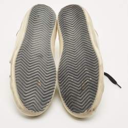 Pre Owned Golden Goose Deluxe Brand White White Metallic/White Leather Tab Leopard Star Superstar Sneakers 38