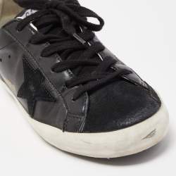 Pre Owned Golden Goose Black Leather and Suede Skate Superstar Sneakers Size 38