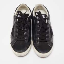 Pre Owned Golden Goose Black Leather and Suede Skate Superstar Sneakers Size 38