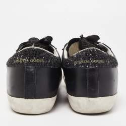 Pre Owned Golden Goose Black Leather and Suede Skate Superstar Sneakers Size 38