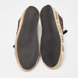 Pre Owned Golden Goose Metallic Gold Glitter and Leather Superstar Sneakers Size 38