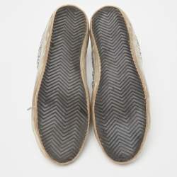 Pre Owned Golden Goose Grey/Silver Suede and Glitter Superstar Sneakers Size 40