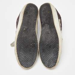 Pre Owned Golden Goose Multicolor Leather and Glitter Hi Star Sneakers Size 40