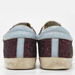 Pre Owned Golden Goose Multicolor Leather and Glitter Hi Star Sneakers Size 40