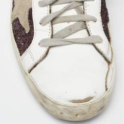 Pre Owned Golden Goose Multicolor Leather and Glitter Hi Star Sneakers Size 40