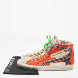Golden Goose Orange Canvas And Suede Lace Up Classic Sneakers Size 44