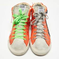 Golden Goose Orange Canvas And Suede Lace Up Classic Sneakers Size 44