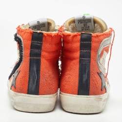Golden Goose Orange Canvas And Suede Lace Up Classic Sneakers Size 44