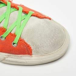 Golden Goose Orange Canvas And Suede Lace Up Classic Sneakers Size 44