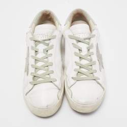 Pre Owned Golden Goose White Leather Superstar Sneakers Size 37