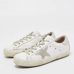 Pre Owned Golden Goose White Leather Superstar Sneakers Size 37