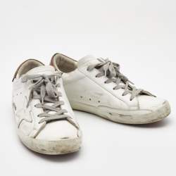 Pre Owned Golden Goose White Leather Super Star Sneakers Size 39