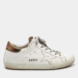 Pre Owned Golden Goose White Leather Super Star Sneakers Size 39