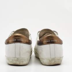 Pre Owned Golden Goose White Leather Super Star Sneakers Size 39