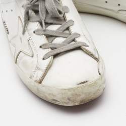 Pre Owned Golden Goose White Leather Super Star Sneakers Size 39